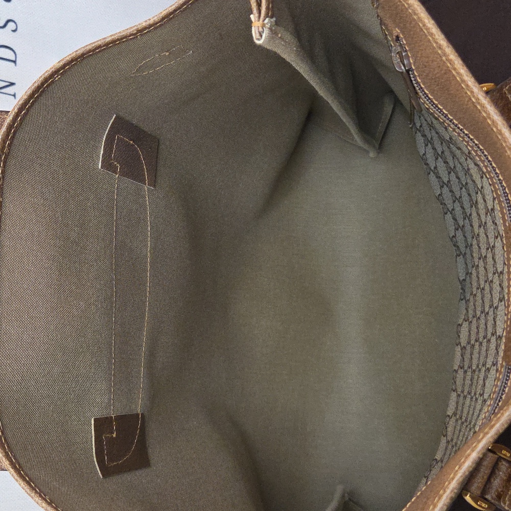 GUCCI 1970's Accessories Collection coated canvas/leather/webbing large tote bag - Picture 17 of 17